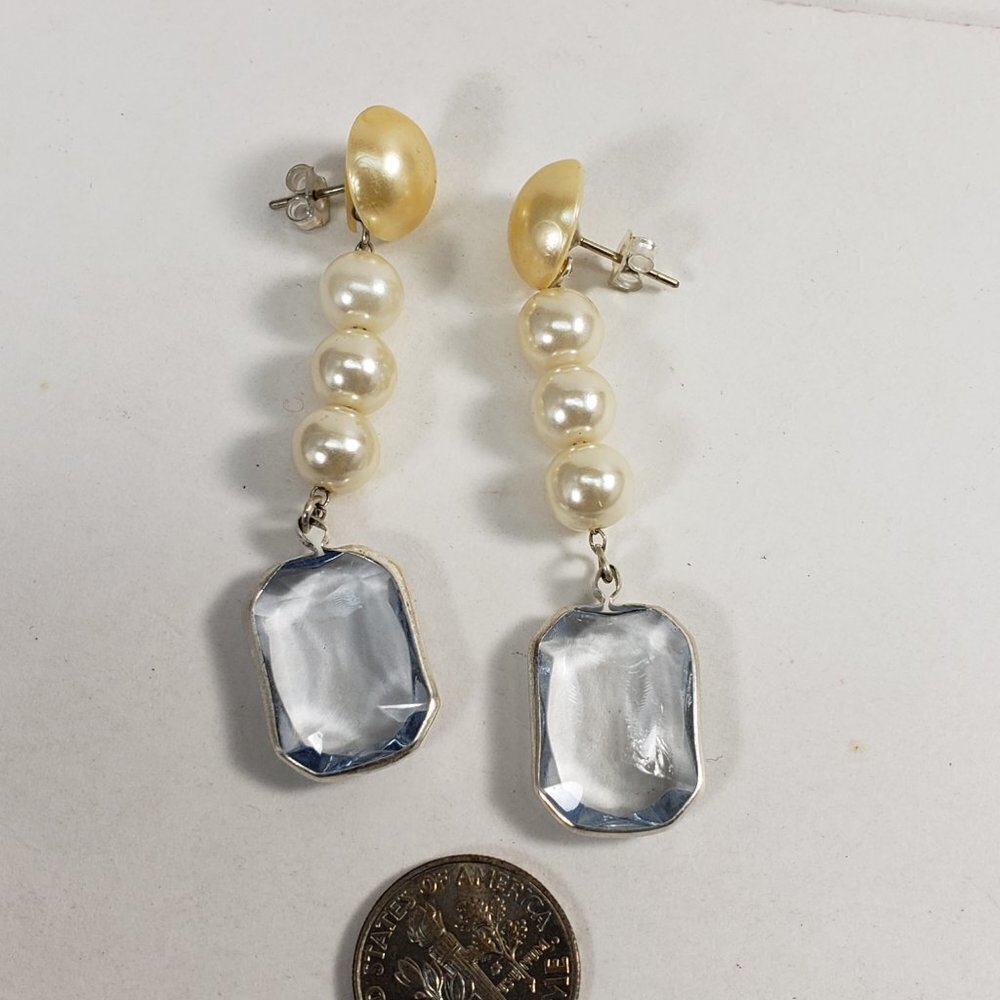 Off-White Beads Rectangular Shape Clear Stone Pos… - image 4